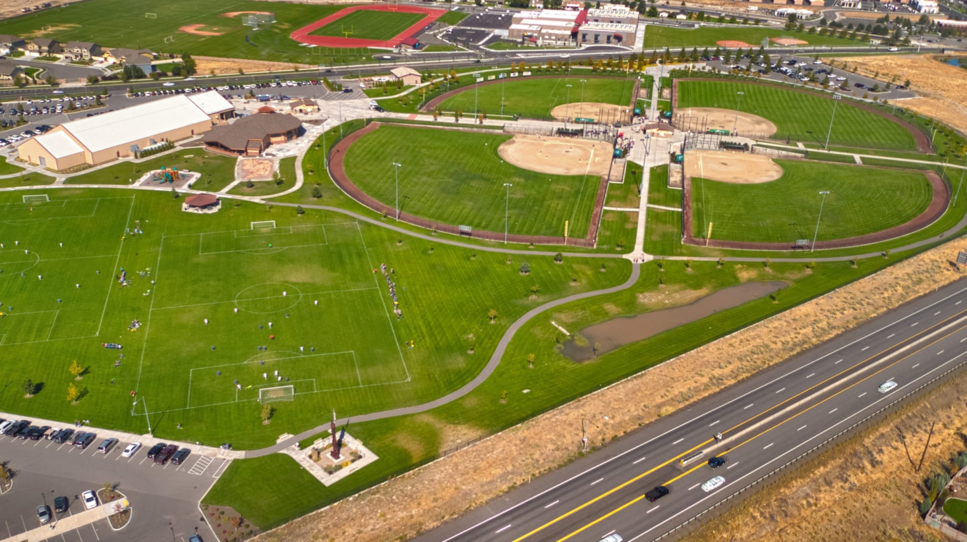 aerial of baseball fields